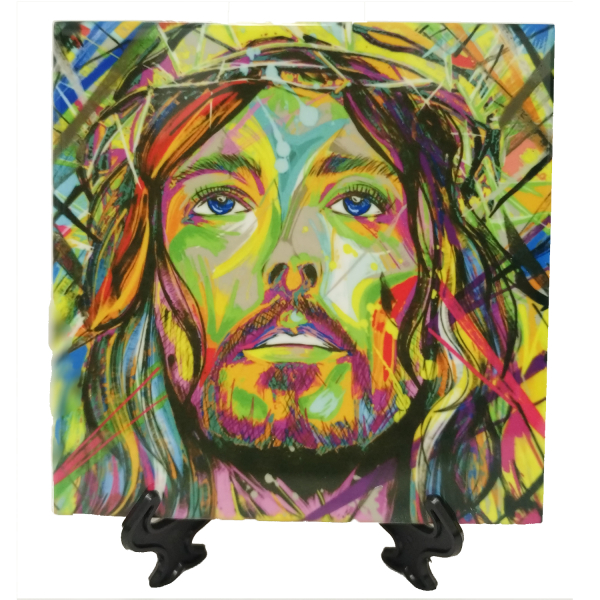 Baldosa de Cerámica Rostro de Jesús con Corona de Espinas